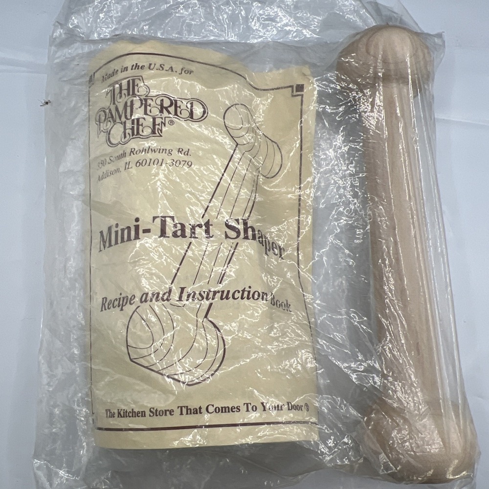 NIP VTG 1995 Pampered Chef Mini-Tart Shaper 1590 Wooden Pastry Press Made in USA